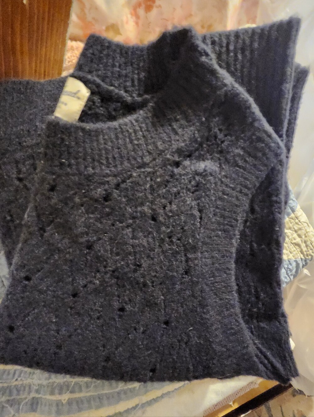Universal Thread By Target Navy Pointelle Wool Vest